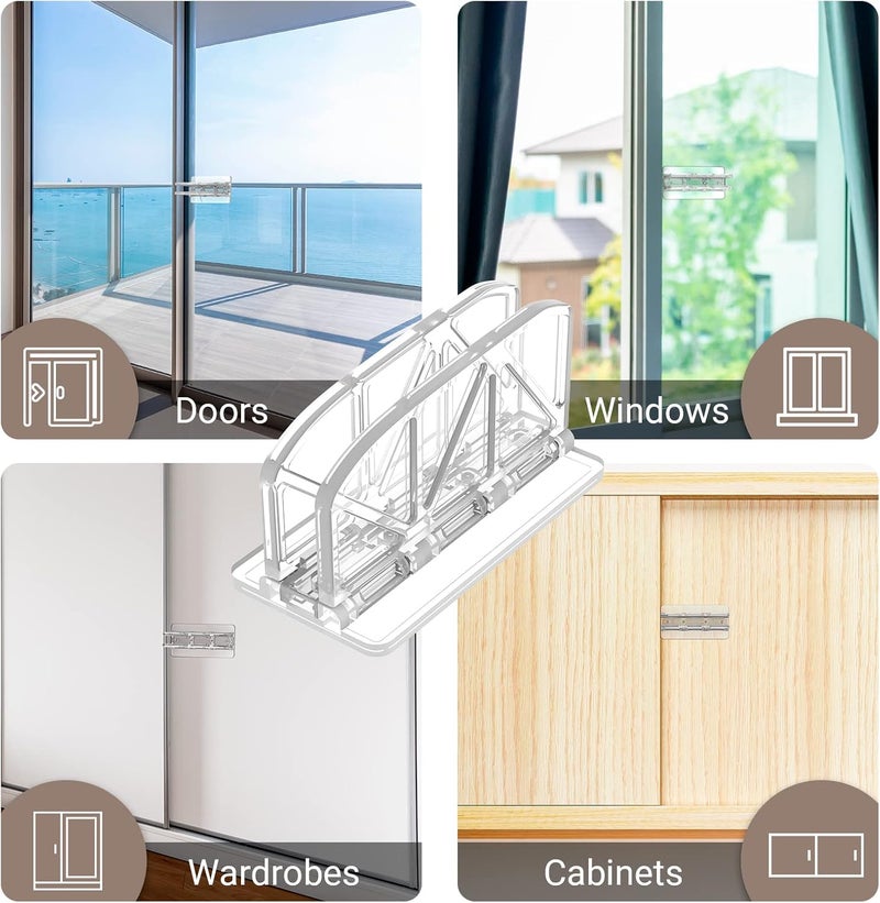 WINONLY Sliding Window Locks Door Lock - 4 Pack Sliding Glass Door Lock for Child Safety Closet Door Security Locks for Kids Home Security Door Lock Safety Child Proof for Inside Flip Door Latche Bar Stopper - Image 4